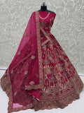 Momentous Pink Zari Work Silk Bridal Lehenga Choli With Double Dupatta