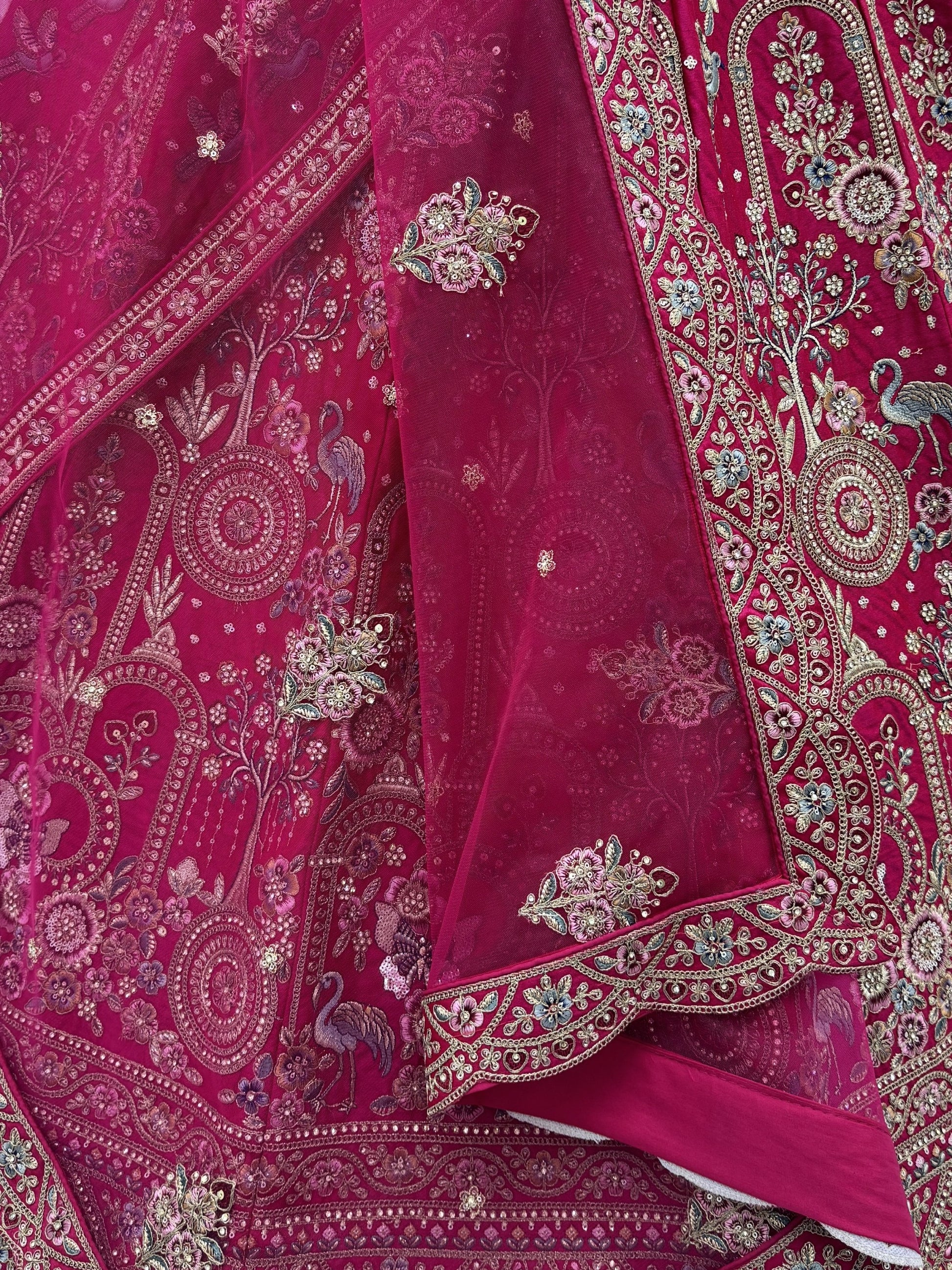 Momentous Pink Zari Work Silk Bridal Lehenga Choli With Double Dupatta