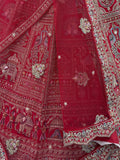 Royal Red Dori Embroidered Silk Bridal Lehenga Choli With Double Dupatta