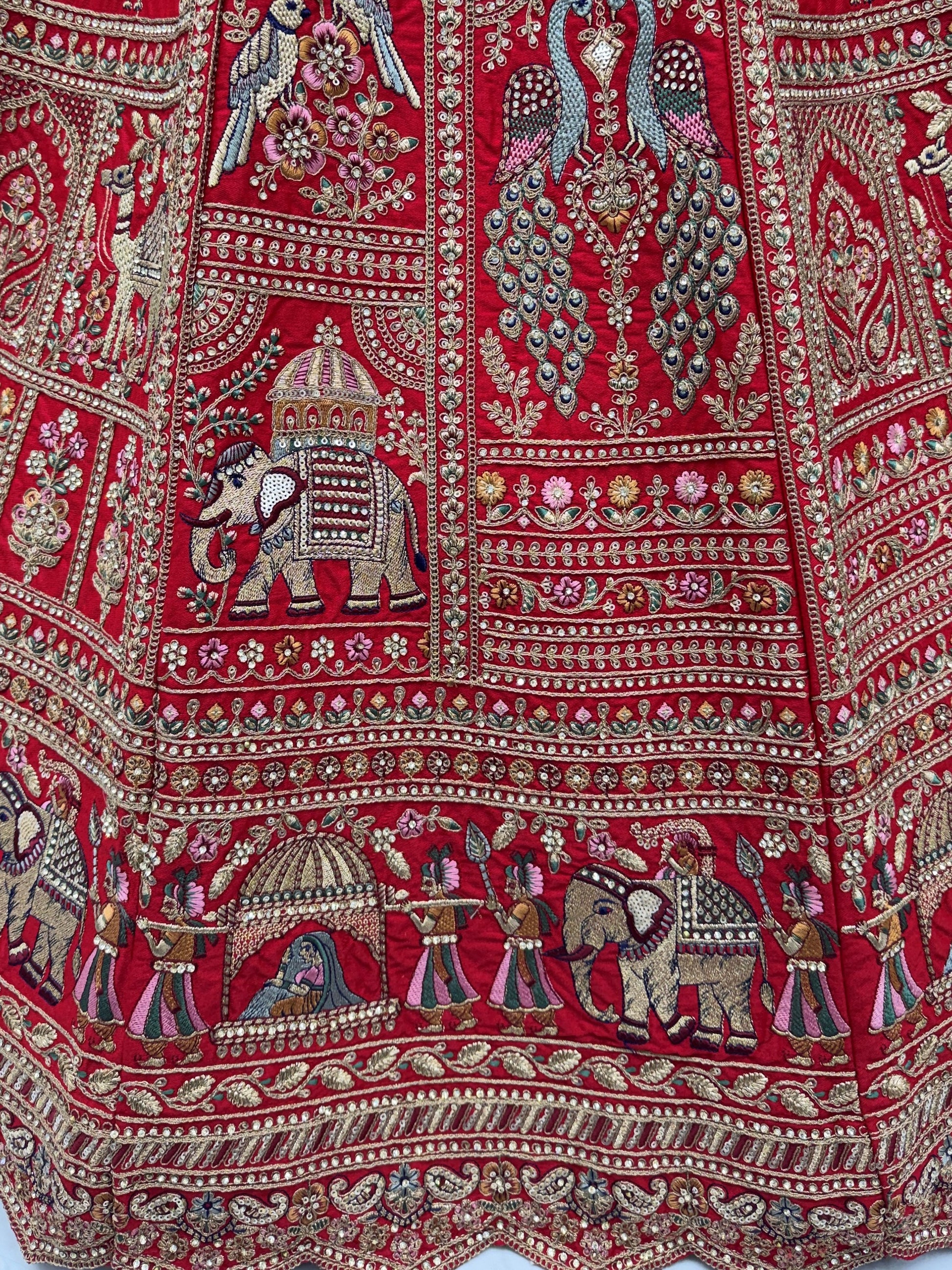 Royal Red Dori Embroidered Silk Bridal Lehenga Choli With Double Dupatta