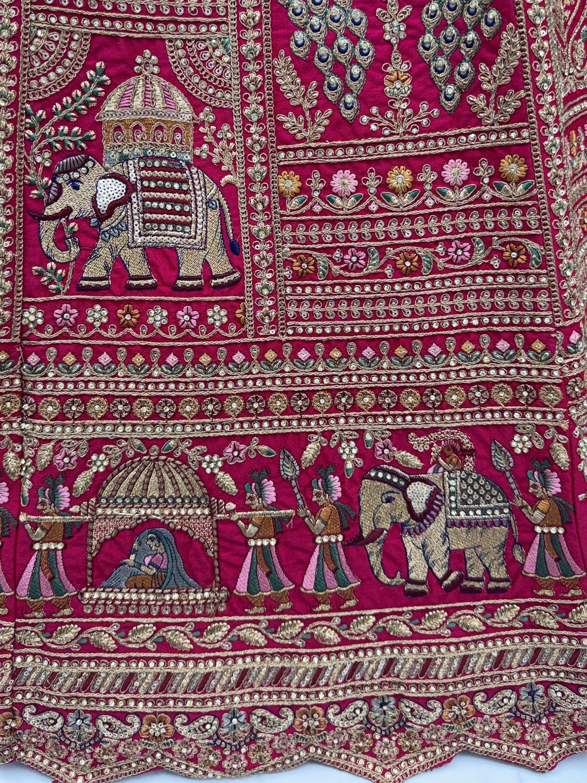 Rich Pink Heavy Embroidered Silk Bridal Lehenga Choli With Double Dupatta