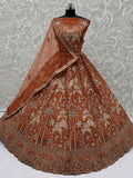 Gorgeous Orange Dori Work Silk Bridal Lehenga Choli With Double Dupatta