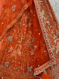 Gorgeous Orange Dori Work Silk Bridal Lehenga Choli With Double Dupatta