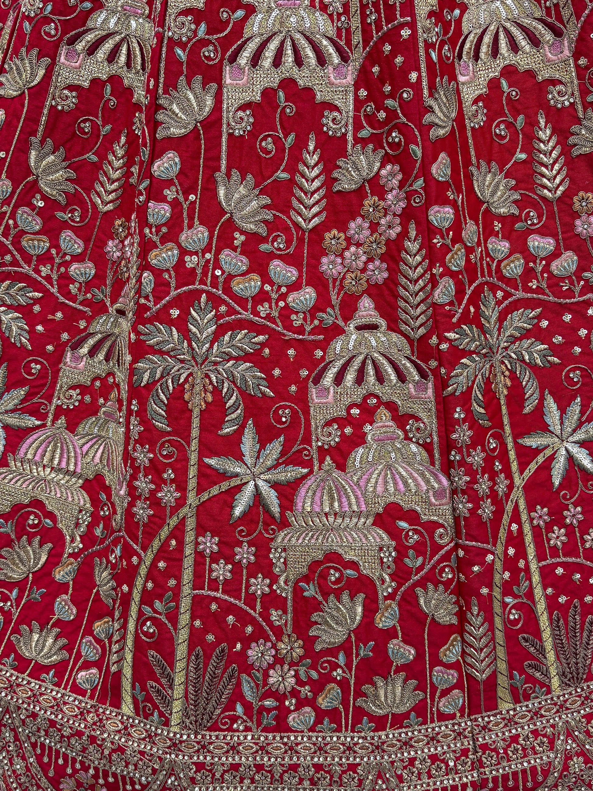 Lovely Red Sequins Silk Bridal Wear Lehenga Choli With Double Dupatta