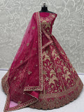 Precious Pink Zari Work Silk Bridal Wear Lehenga Choli With Double Dupatta
