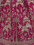 Precious Pink Zari Work Silk Bridal Wear Lehenga Choli With Double Dupatta