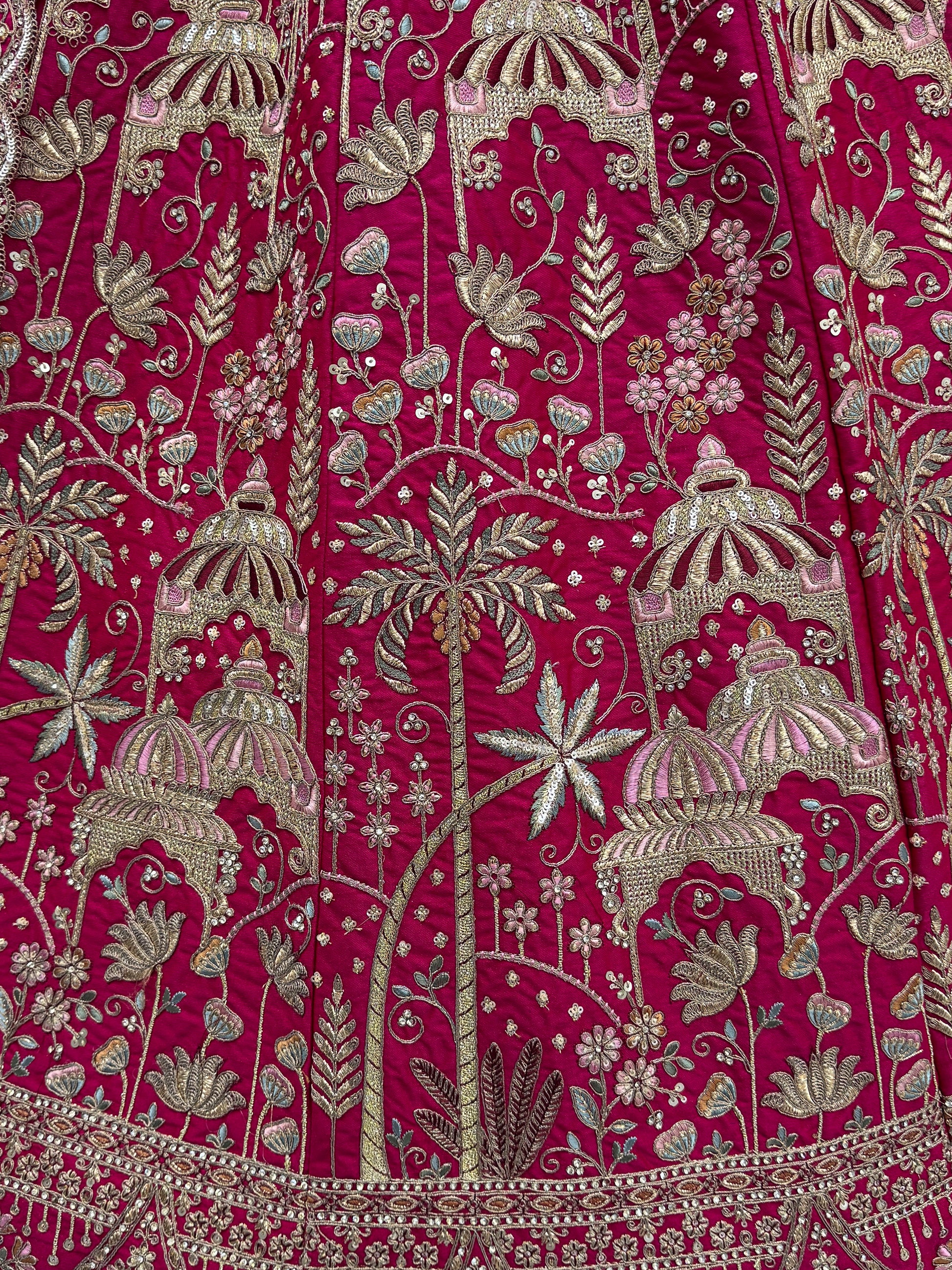 Precious Pink Zari Work Silk Bridal Wear Lehenga Choli With Double Dupatta