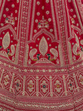 Gorgeous Red Multi-Thread Work Silk Bridal Lehenga Choli With Double Dupatta