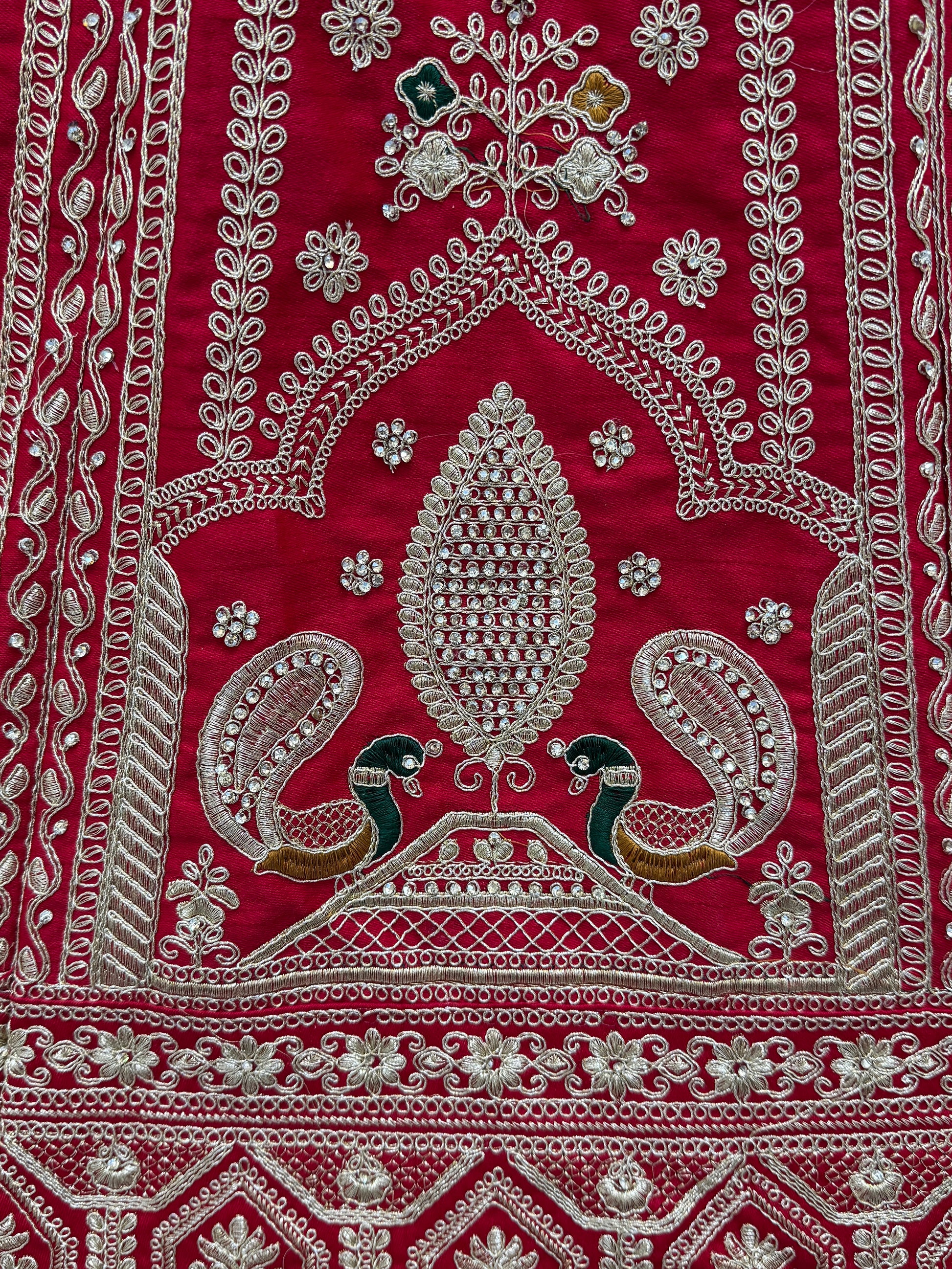 Gorgeous Red Multi-Thread Work Silk Bridal Lehenga Choli With Double Dupatta