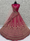 Lovely Pink Dori Work Silk Bridal Wear Lehenga Choli With Double Dupatta