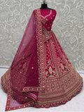 Lovely Pink Dori Work Silk Bridal Wear Lehenga Choli With Double Dupatta