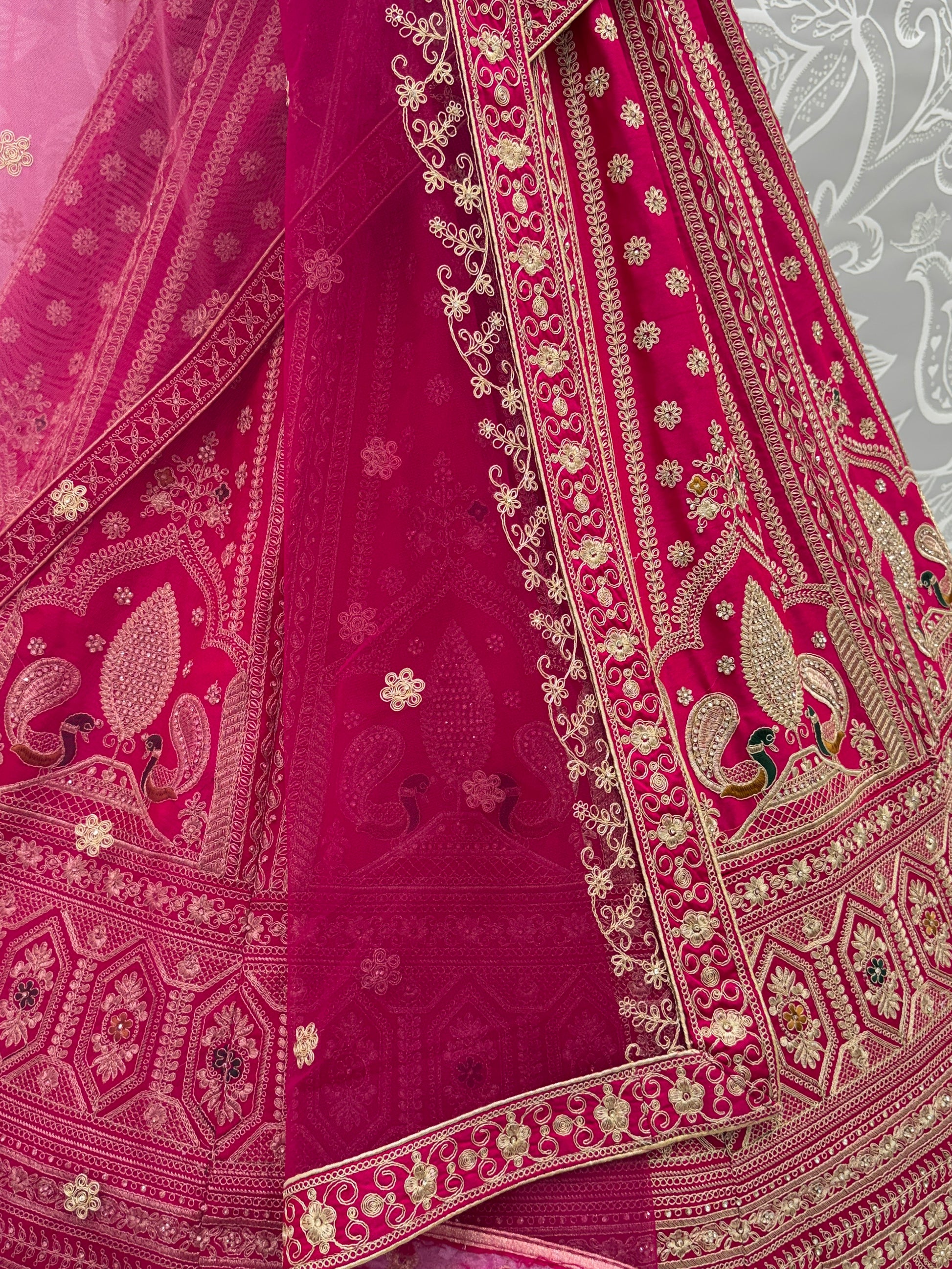 Lovely Pink Dori Work Silk Bridal Wear Lehenga Choli With Double Dupatta