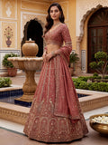 Awesome Dusty Pink Zari Embroidered Silk Bridesmaid Lehenga Choli