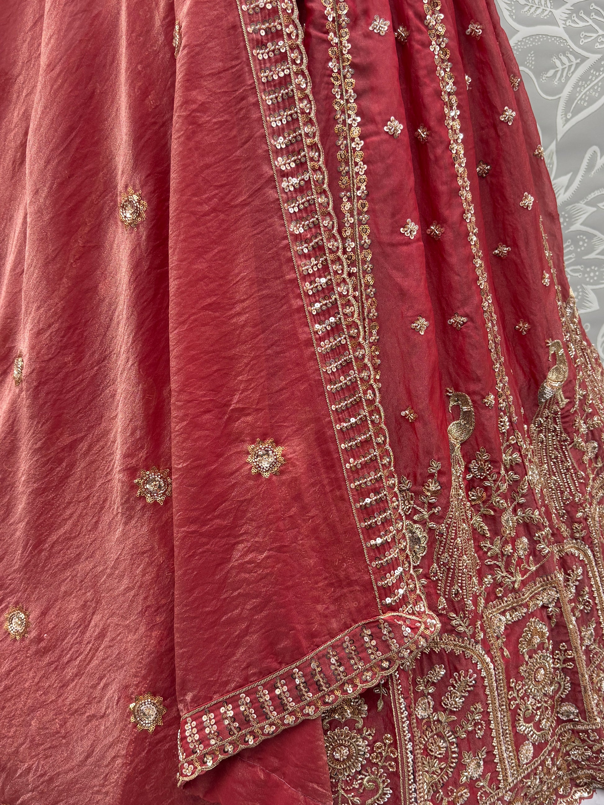 Awesome Dusty Pink Zari Embroidered Silk Bridesmaid Lehenga Choli