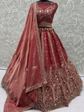 Awesome Dusty Pink Zari Embroidered Silk Bridesmaid Lehenga Choli