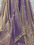 Elegant Lilac Hand Work Silk Reception Wear Lehenga Choli With Dupatta