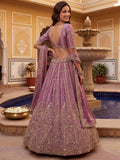 Tantalizing Purple Zari Embroidered Silk Engagement Wear Lehenga Choli