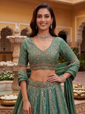 Marvelous Sky-Blue Zari Embroidered Silk Designer Lehenga Choli With Dupatta