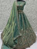 Marvelous Sky-Blue Zari Embroidered Silk Designer Lehenga Choli With Dupatta