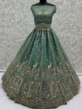 Marvelous Sky-Blue Zari Embroidered Silk Designer Lehenga Choli With Dupatta