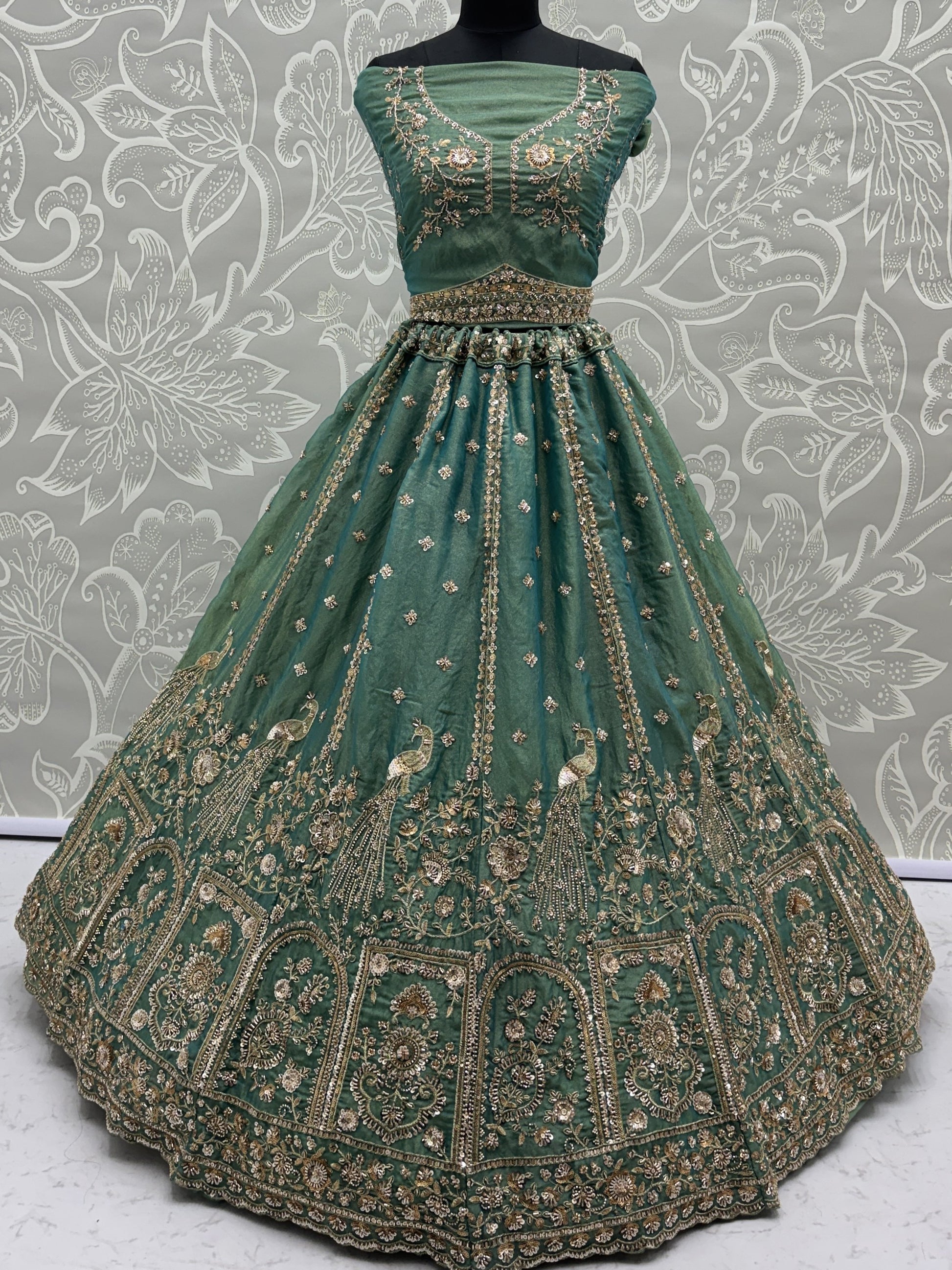 Marvelous Sky-Blue Zari Embroidered Silk Designer Lehenga Choli With Dupatta