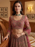 Elegant Pink Sequins Net Bridal Wear Lehenga Choli With Dupatta