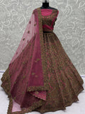 Elegant Pink Sequins Net Bridal Wear Lehenga Choli With Dupatta