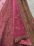 Elegant Pink Sequins Net Bridal Wear Lehenga Choli With Dupatta