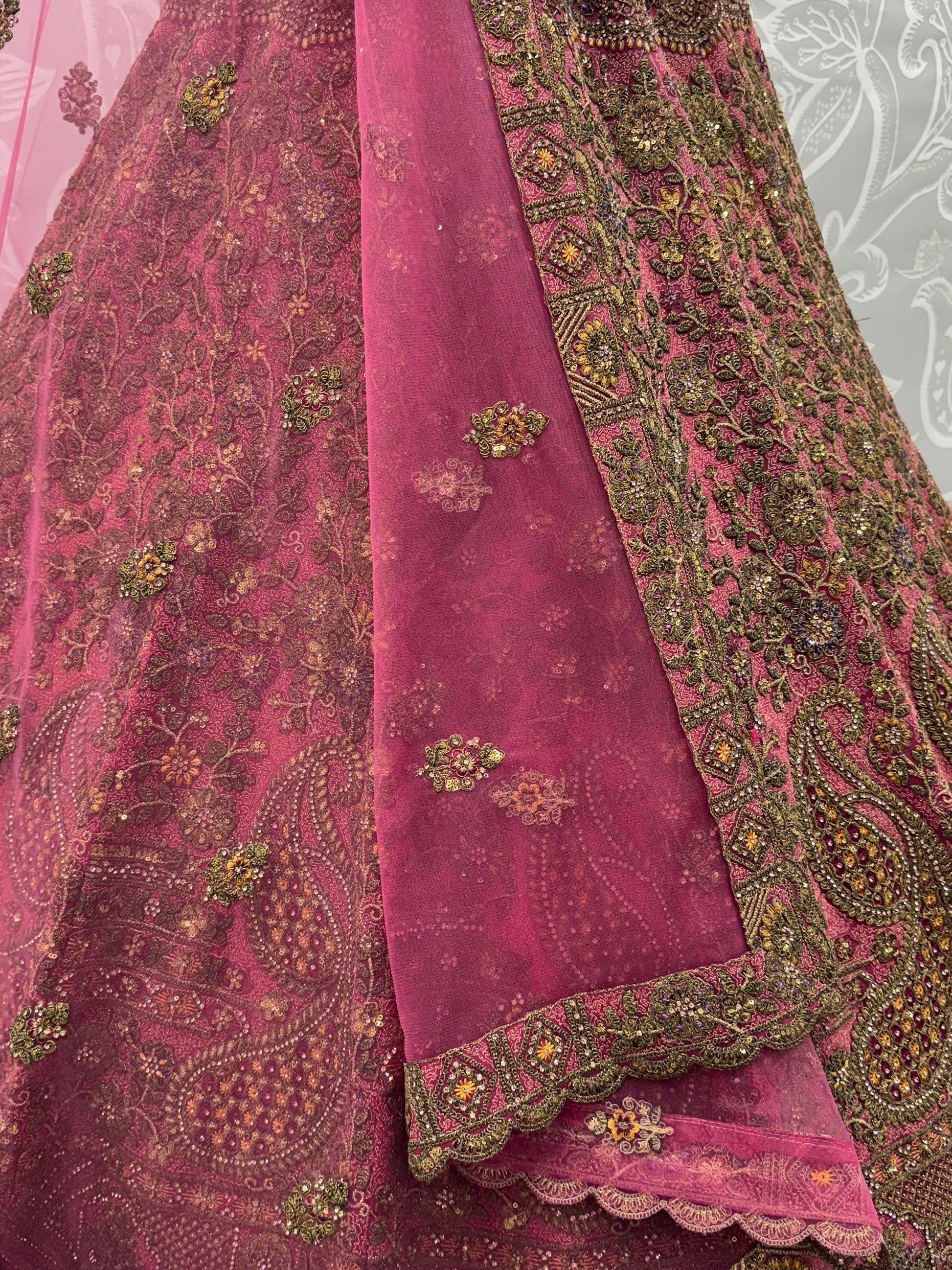 Elegant Pink Sequins Net Bridal Wear Lehenga Choli With Dupatta