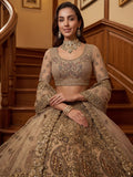 Adorable Beige Dori Work Net Engagement Wear Lehenga Choli With Dupatta