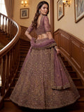 Fantastic Mauve Zari Embroidered  Net Bridesmaid Lehenga Choli With Dupatta
