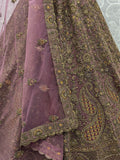 Fantastic Mauve Zari Embroidered  Net Bridesmaid Lehenga Choli With Dupatta