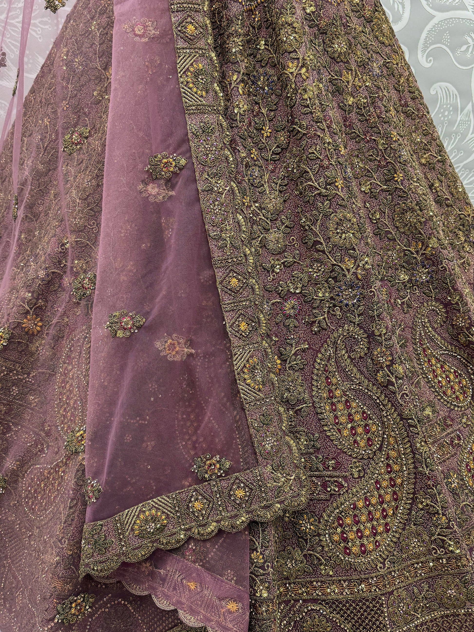 Fantastic Mauve Zari Embroidered  Net Bridesmaid Lehenga Choli With Dupatta