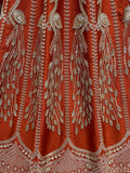 Graceful Orange Dori Embroidered Silk Bridal Lehenga Choli With Double Dupatta