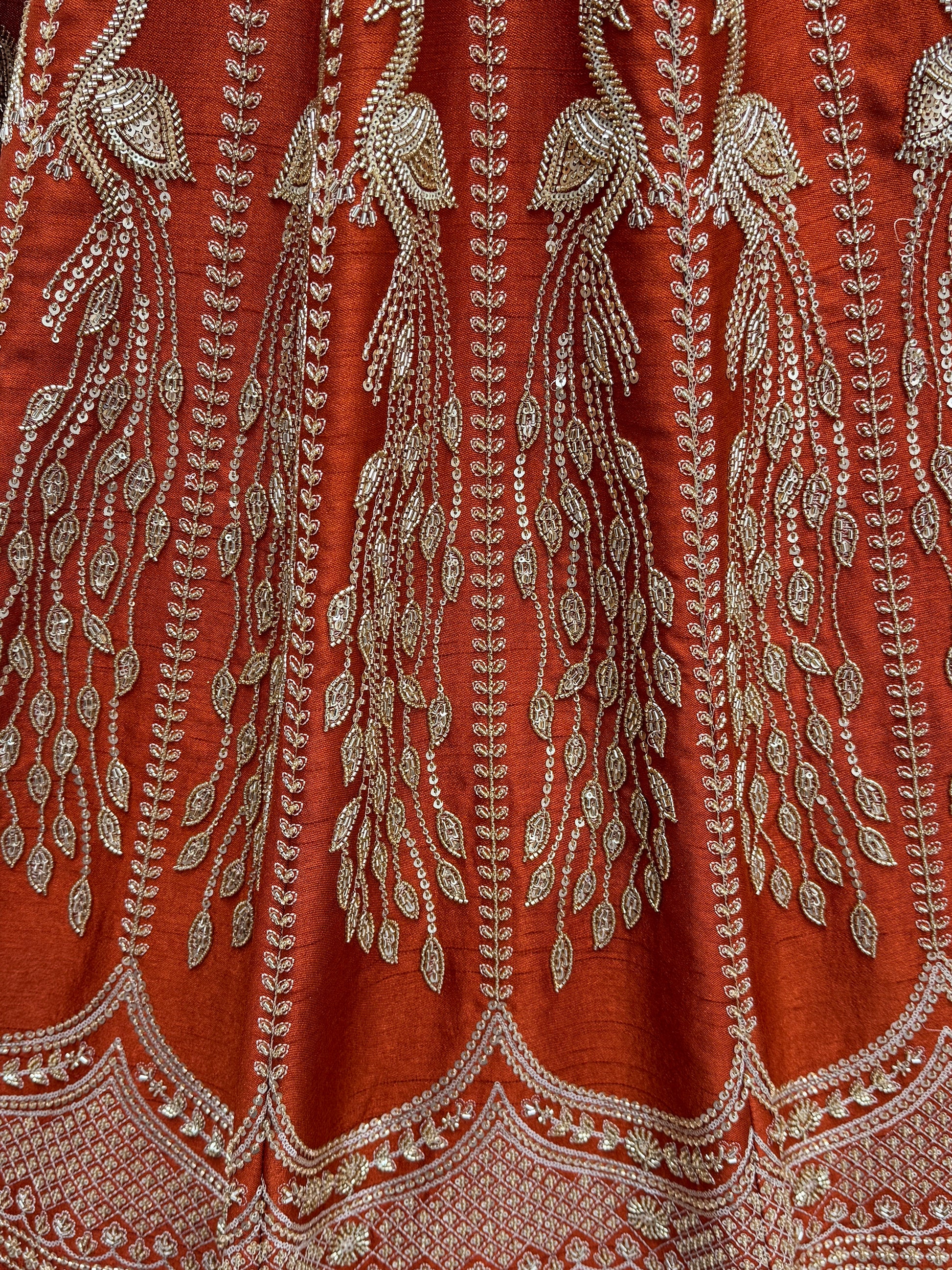 Graceful Orange Dori Embroidered Silk Bridal Lehenga Choli With Double Dupatta