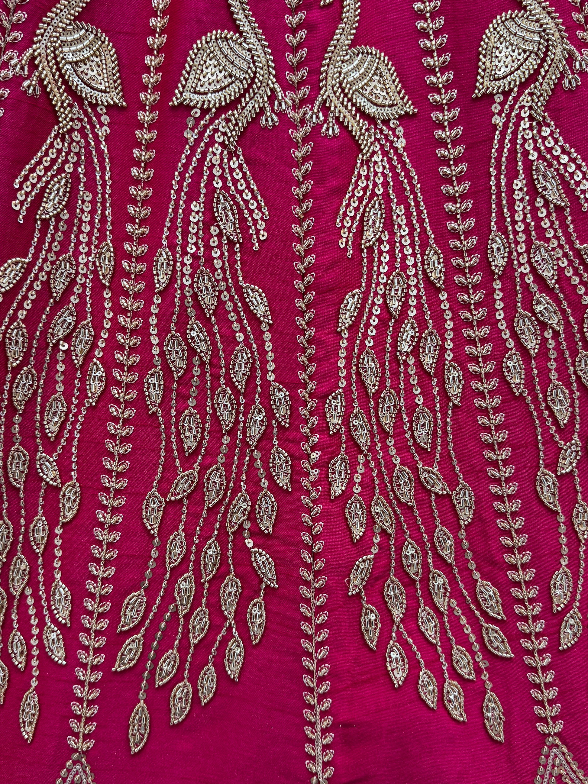 Rich Pink Thread Embroidered Silk Bridal Lehenga Choli With Double Dupatta