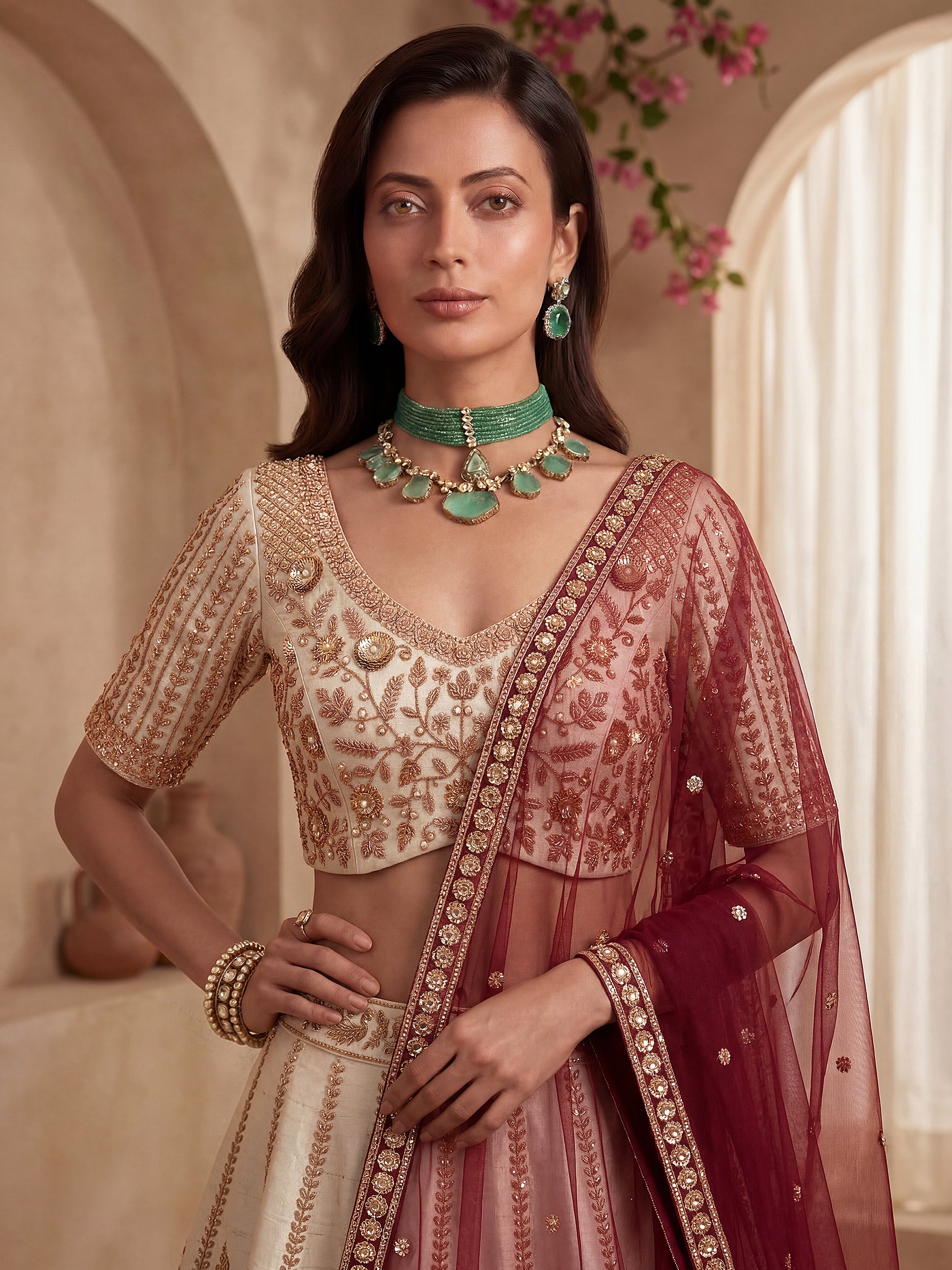 Fantastic White Sequins Silk Bridal Wear Lehenga Choli With Double Dupatta