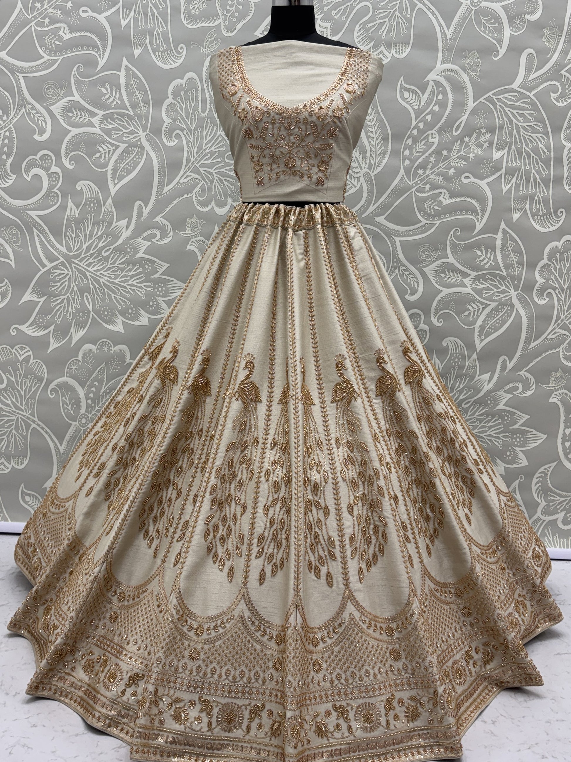 Fantastic White Sequins Silk Bridal Wear Lehenga Choli With Double Dupatta