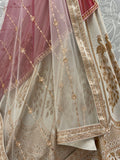 Fantastic White Sequins Silk Bridal Wear Lehenga Choli With Double Dupatta