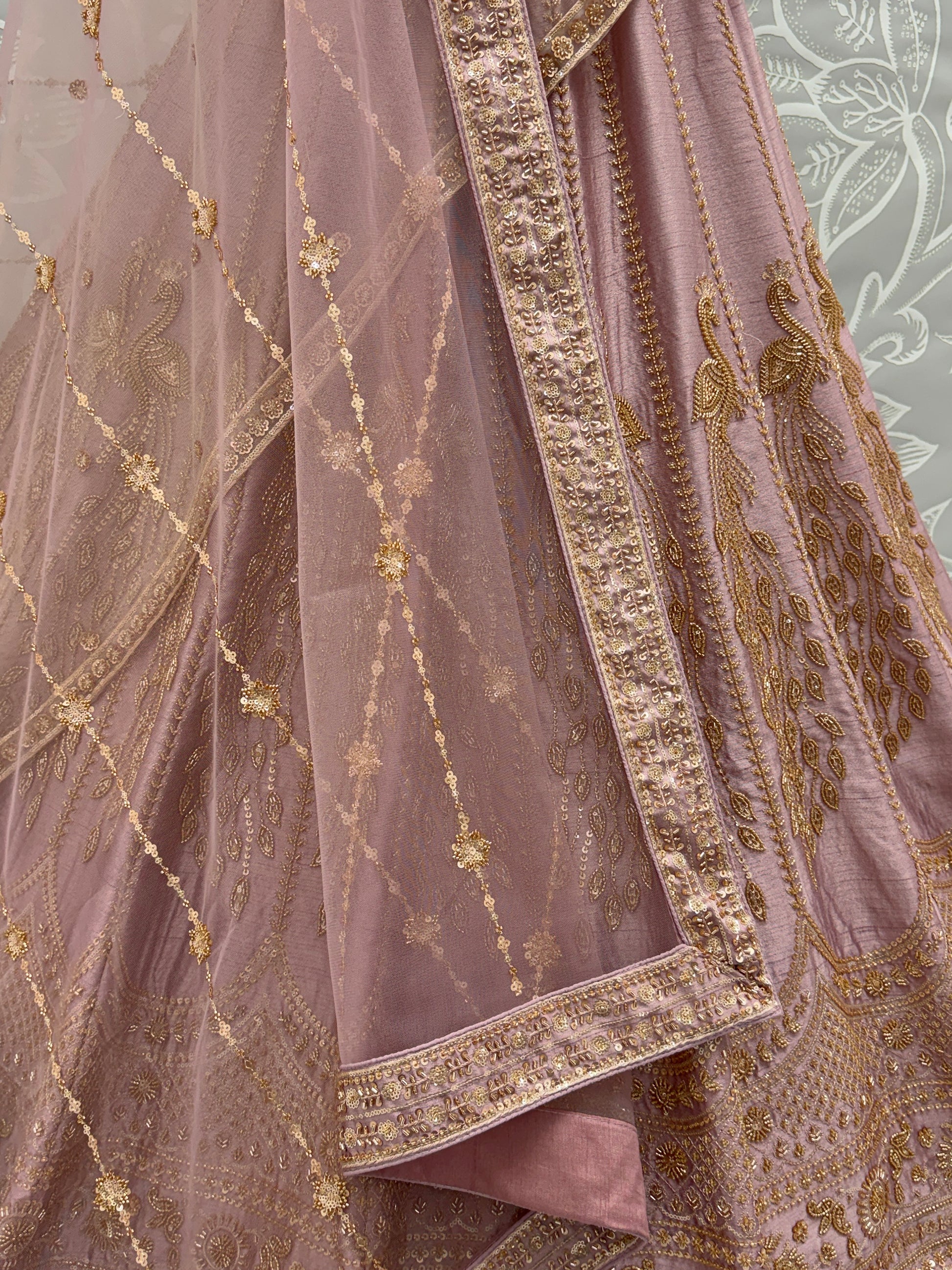 Marvelous Lavender Sequins Silk Bridal Lehenga Choli With Double Dupatta