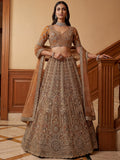 Precious Mustard Yellow Thread Embroidered Net Designer Lehenga Choli