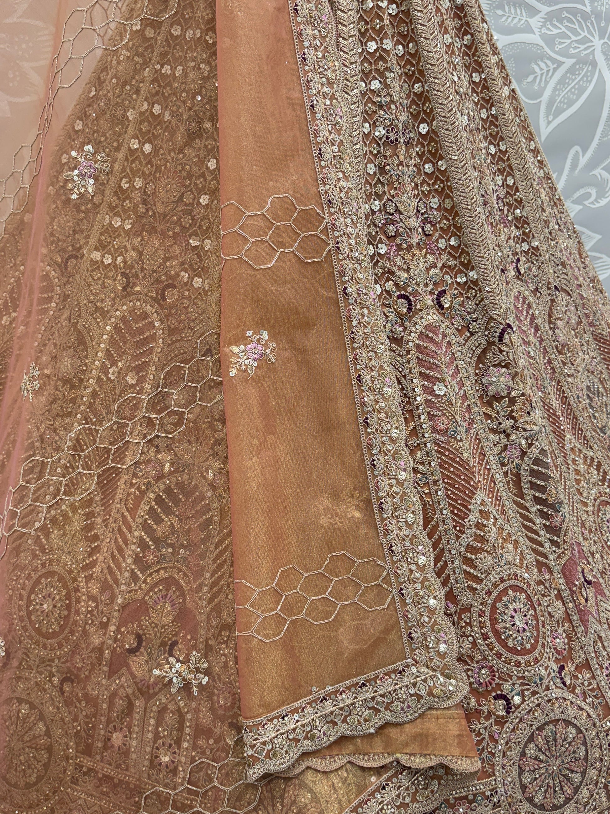 Precious Mustard Yellow Thread Embroidered Net Designer Lehenga Choli