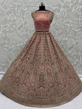 Attractive Dusty Pink Zari Embroidered Net Bridesmaid Lehenga Choli