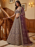 Wonderful Purple Sequins Net Reception Wear Lehenga Choli With Dupatta