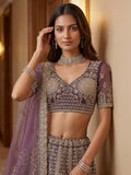 Wonderful Purple Sequins Net Reception Wear Lehenga Choli With Dupatta
