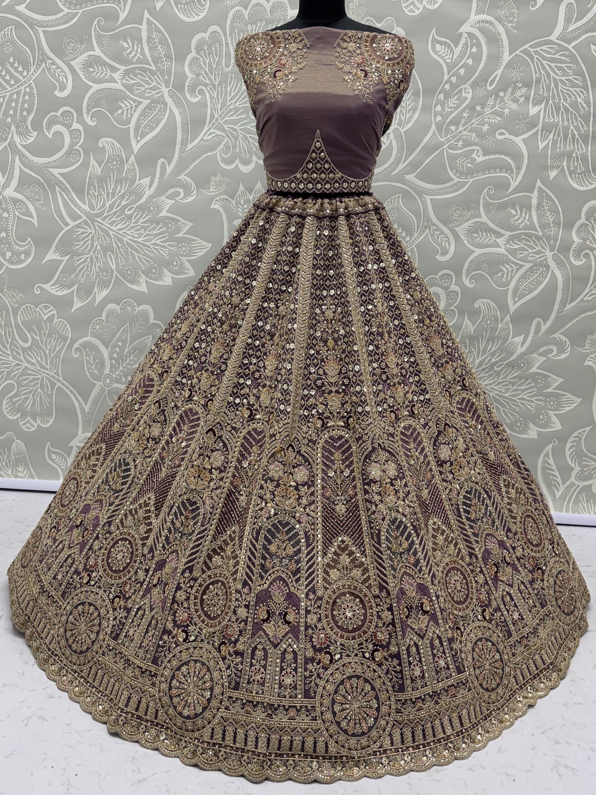 Wonderful Purple Sequins Net Reception Wear Lehenga Choli With Dupatta