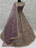 Wonderful Purple Sequins Net Reception Wear Lehenga Choli With Dupatta