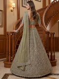 Graceful Green Zari Embroidered Net Engagement Wear Lehenga Choli