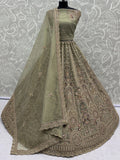Graceful Green Zari Embroidered Net Engagement Wear Lehenga Choli