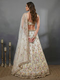 Astonishing White Hand Embroidered Net Reception Wear Lehenga Choli
